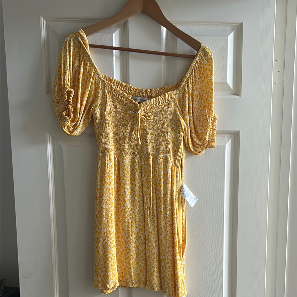 Yellow Floral Smocked Dress